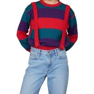 Vintage Slow Express Sweater Youth 7 Striped Pullover Red White Waldo Style Y2K